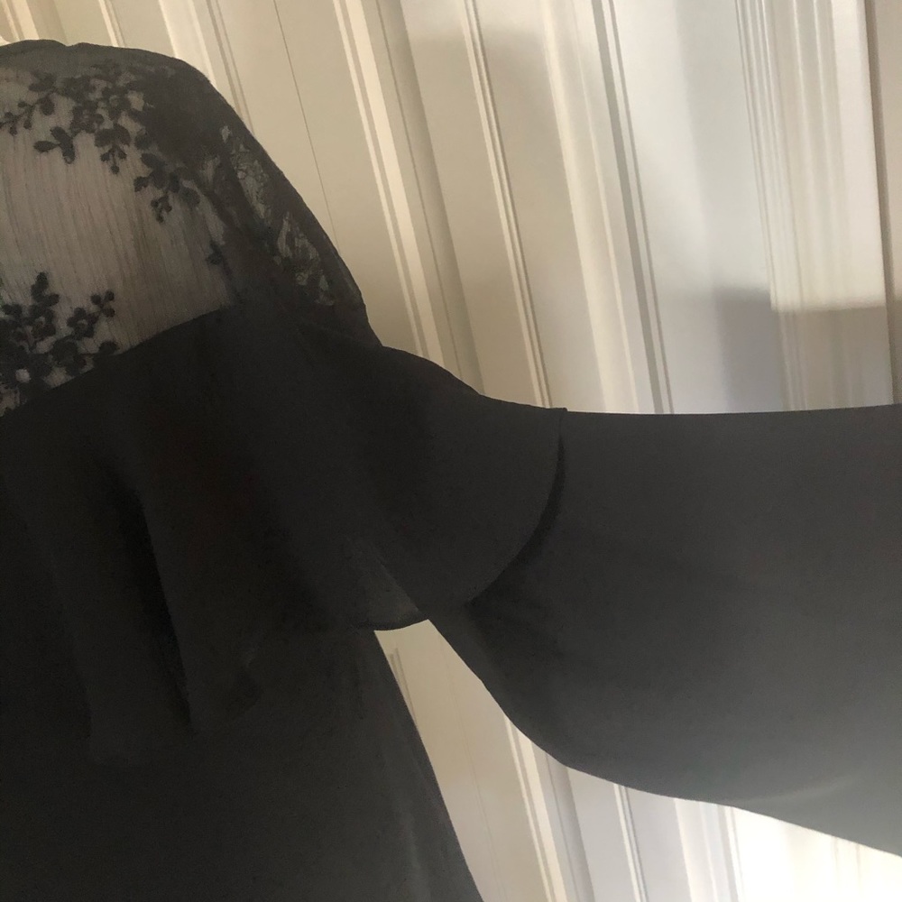 BLACK RUFFLE LACE ORGANZA SWING DRESS SIZE MED - Picture 13 of 14